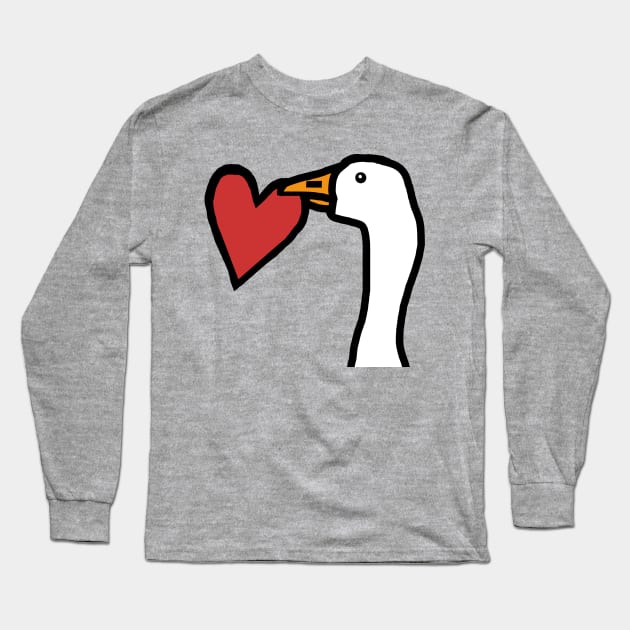 Game Goose Stealing a Heart on Valentines Day Portrait Long Sleeve T-Shirt by ellenhenryart